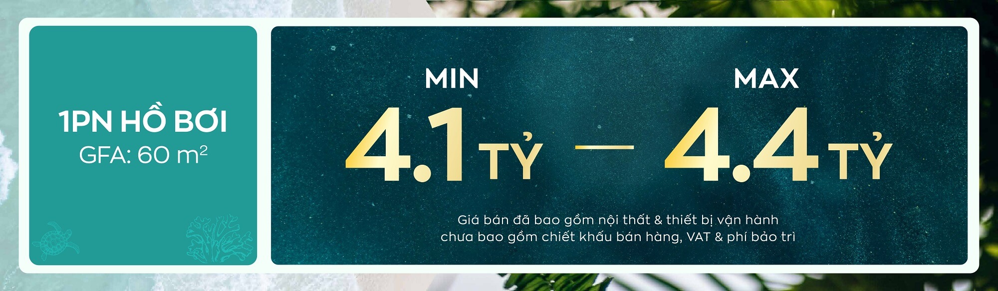 giá 1 phòng ngủ hồ bơi