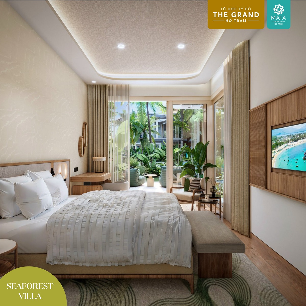 Giá bán biệt thự Maia Resort Hồ Tràm - 36 căn Seaforest Villa 3 nội thất phòng ngủ biệt thự maia resort